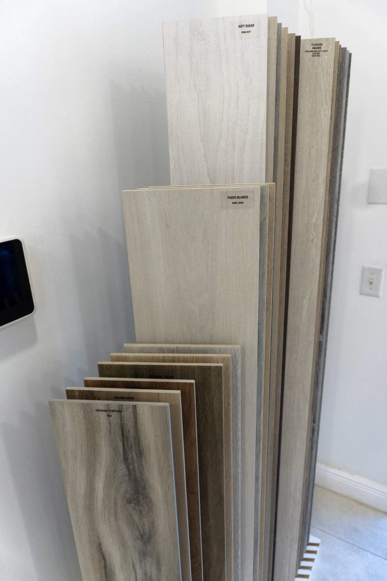Samples of wood floor planks